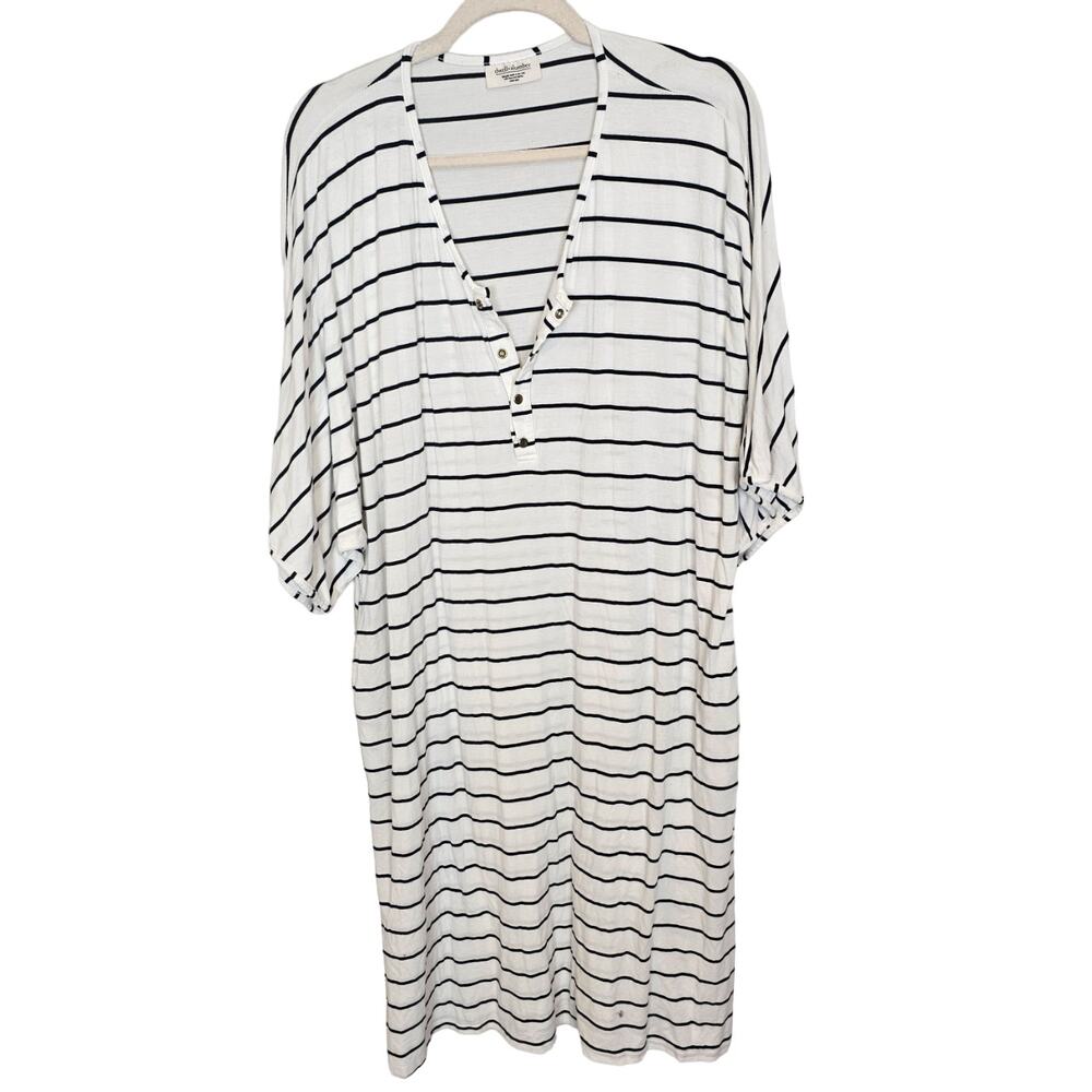 Dwell + Slumber Sleepwear Women OS Black White Pajama Shirt Henley Shirt Women